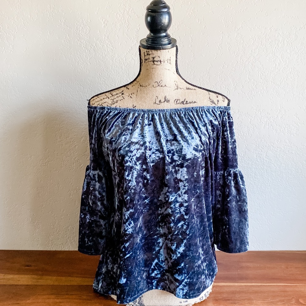 Off-Shoulder Crushed Velvet Top